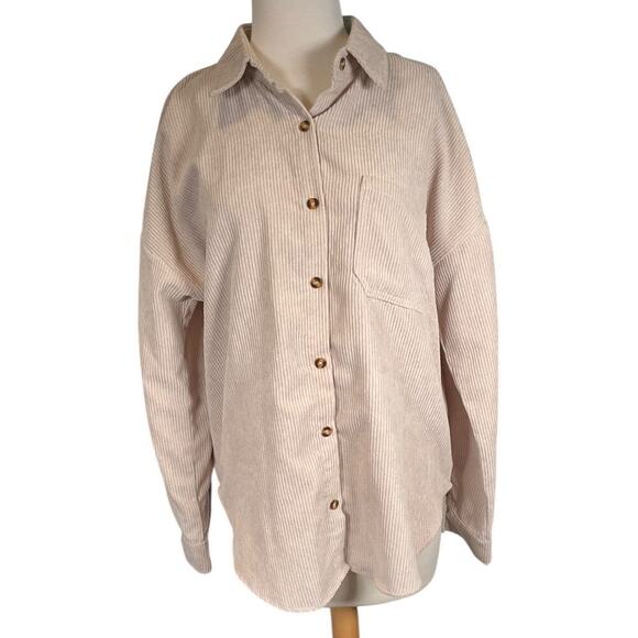 MIHOLL Tops - MIHOLL Corduroy Cream Color Oversized Shirt Shacket Women's Medium Button Down